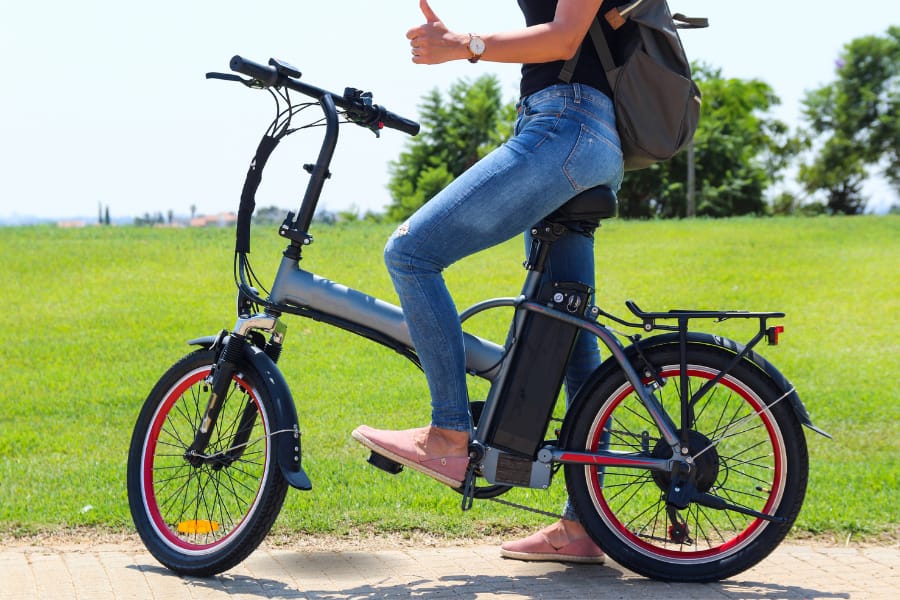 riding electric bicycle